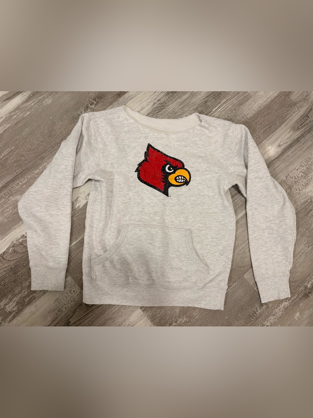 Gray Sweatshirt with Red Cardinal Logo